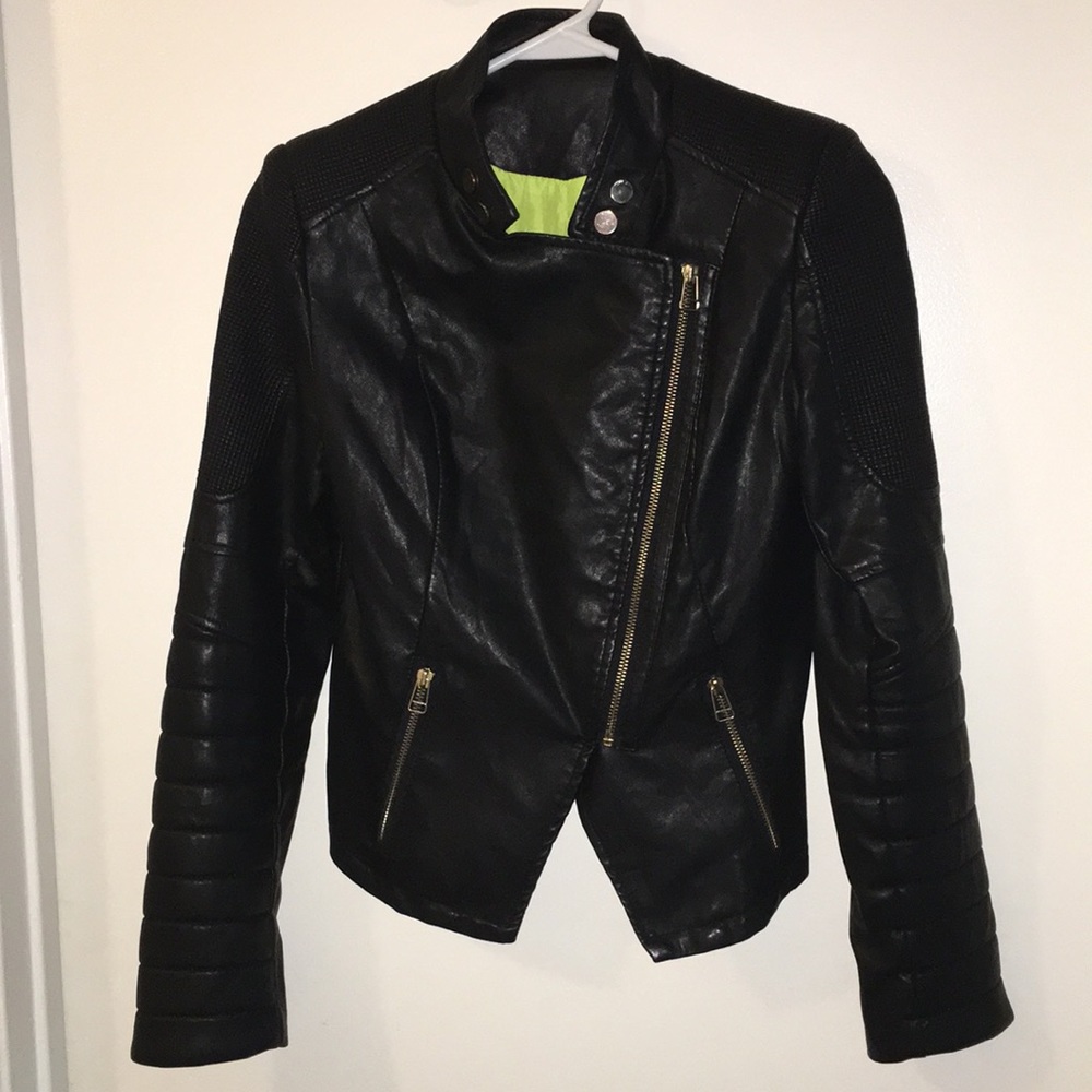 Black Faux-Leather Moto Jacket